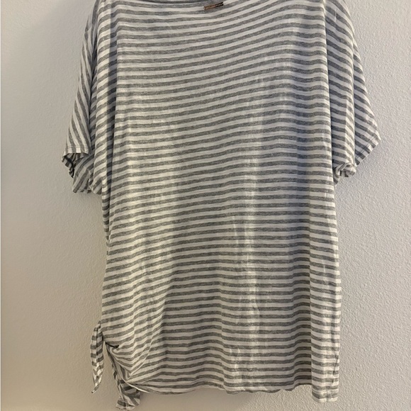 Michael Kors Gray Striped Short Sleeve Top 100% cotton size xl - Picture 4 of 6
